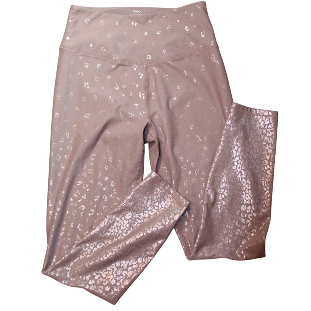 Good American Core Strength Leggings Dusk Rose Gold Leopard Print Size 2 - Picture 2 of 7